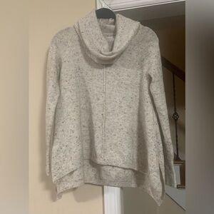Yet Again Womens Cream Speckled Alpaca Blend Cowl Neck Flowy Sweater Size XS